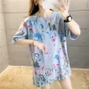 Mid-length short-sleeved T-shirt, a trendy summer outfit for women on Instagram, is a Korean style loose, large-sized, versatile T-shirt. It's a super popular half-sleeved top details Picture