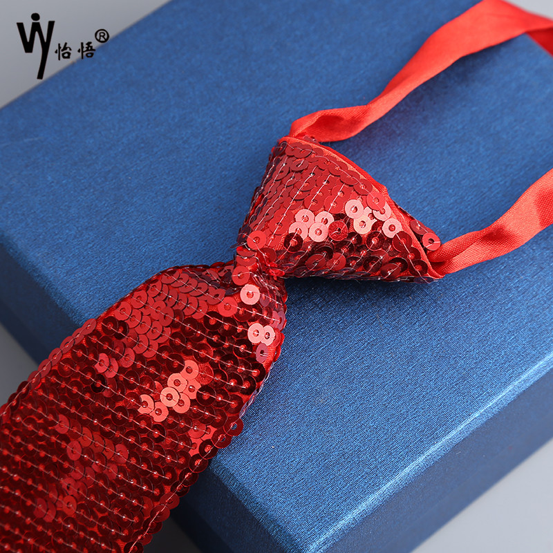 厂家定制批发时尚潮流亮片纯色领带手工缝制高品质舞台演出领带详情图3