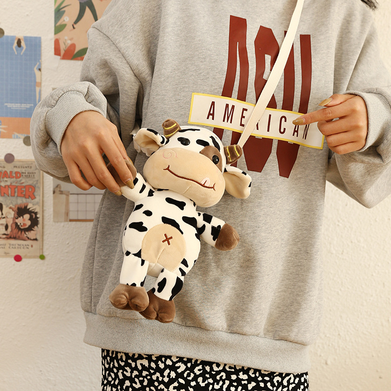 2022 New cute and soft Cartoon cow bag, doll, single-shoulder bag, Japanese-style soft and cute crossbody plush bag details Picture