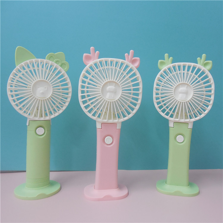Usb-charged Deer Mini fan with LED night light, foldable portable handheld small fan, two-speed adjustable wind Item Picture