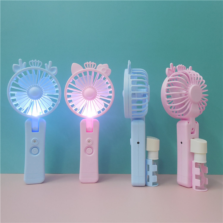 Little Deer Spray Hydrating Fan, handheld folding usb charging mini outdoor fan with light spray details Picture
