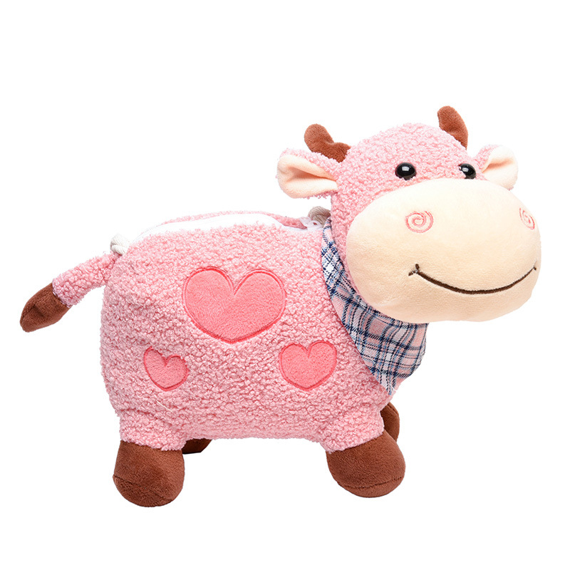 2022 New Cute cow plush mini Bag, Girls' cartoon Versatile furry Doll bag, Girls' single-shoulder crossbody bag Item Picture
