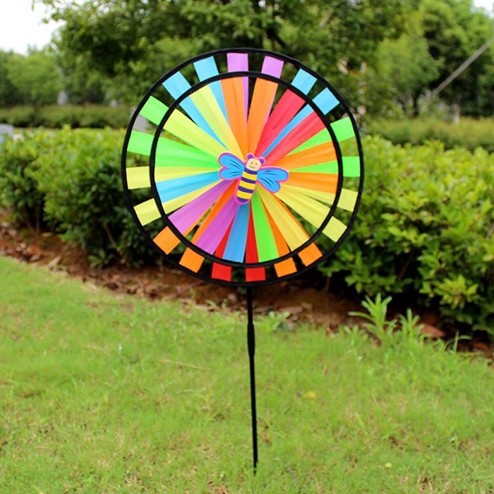 Wholesale of outdoor black-edge double-layer fabric turntable wind bars, double-layer pull bars, large windmills, and double children's toy windmills Item Picture