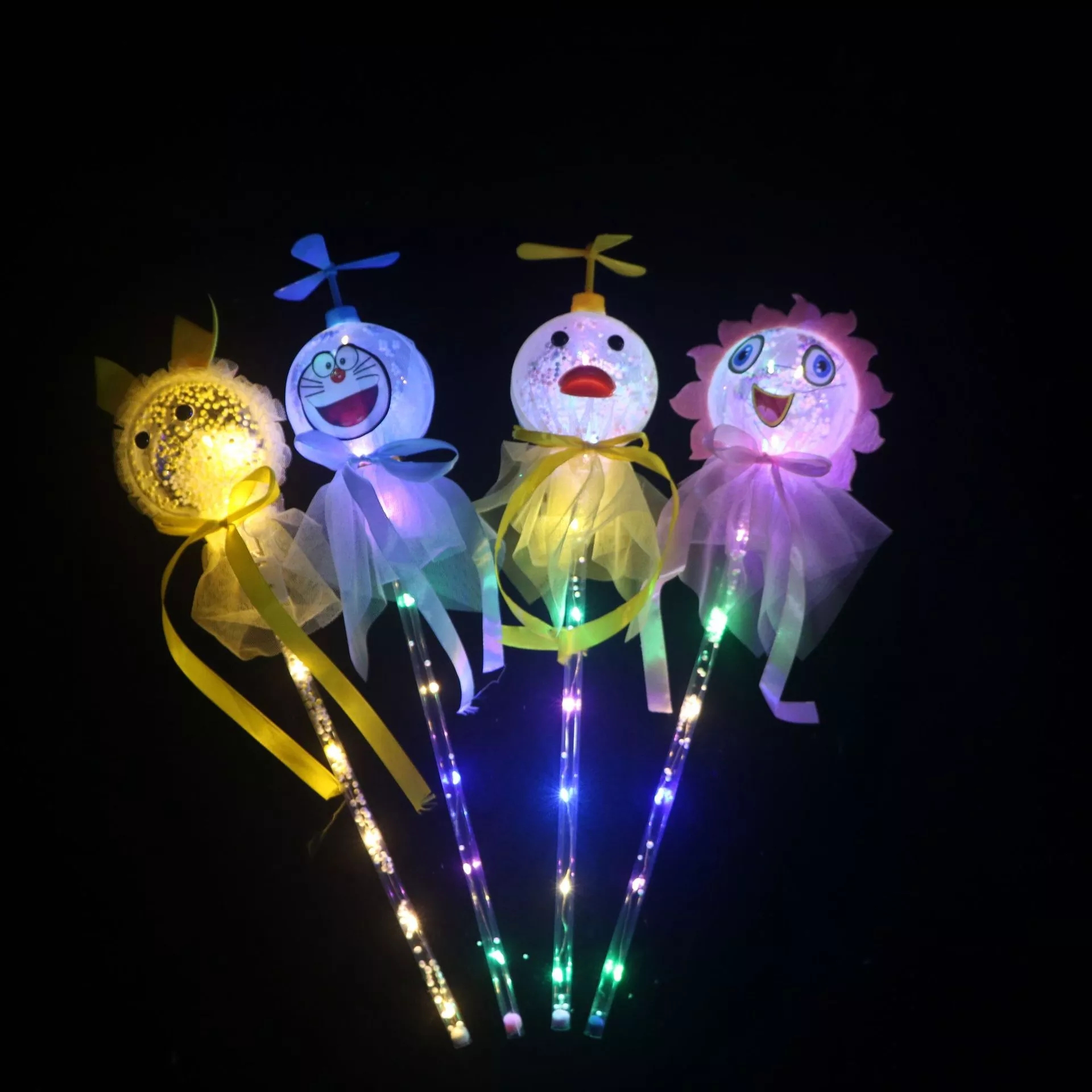 Best-selling glowing yellow duck starry sky Ball, glowing sunflower flash stick, children's cartoon toy flash stick wholesale price Specification drawing