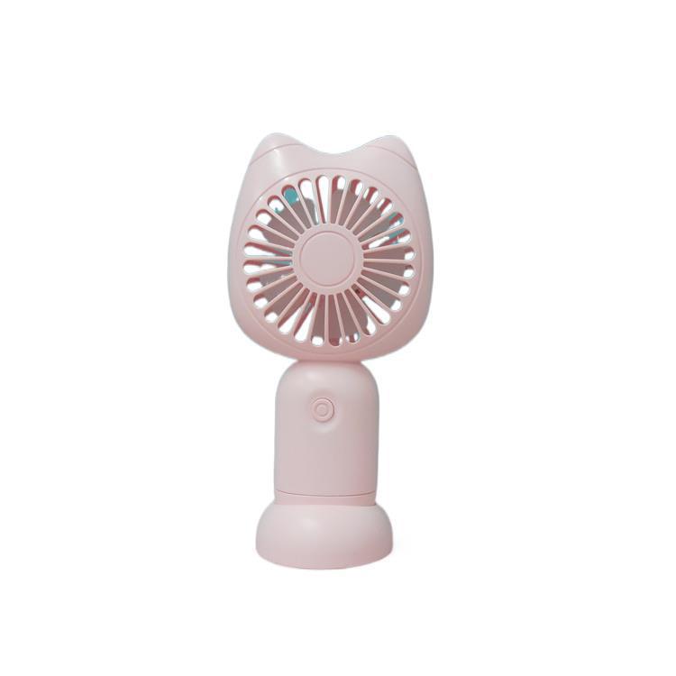 Cartoon cute cat usb charging handheld strong wind fan with base, 2 wind speed Settings, convenient gift logo customization Item Picture
