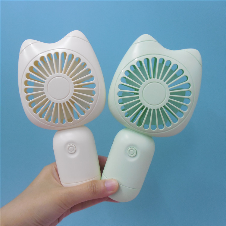 Cartoon cute cat usb charging handheld strong wind fan with base, 2 wind speed Settings, convenient gift logo customization Application Scenario