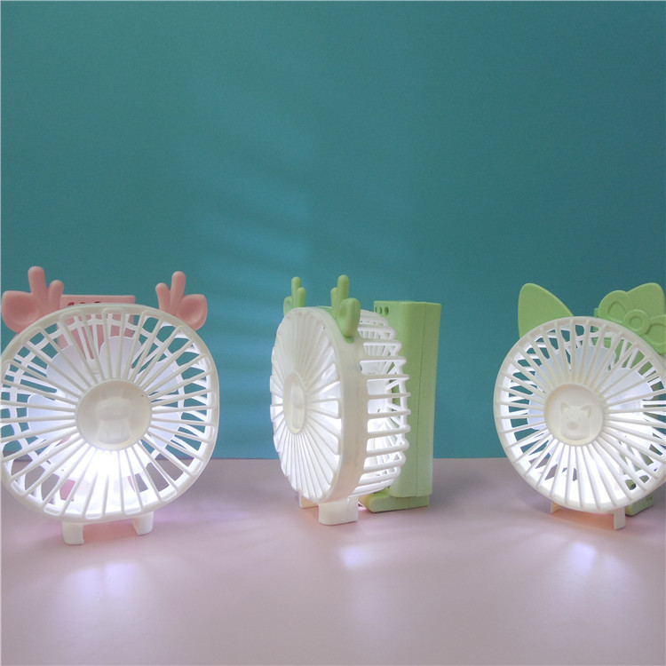 Usb-charged Deer Mini fan with LED night light, foldable portable handheld small fan, two-speed adjustable wind Application Scenario