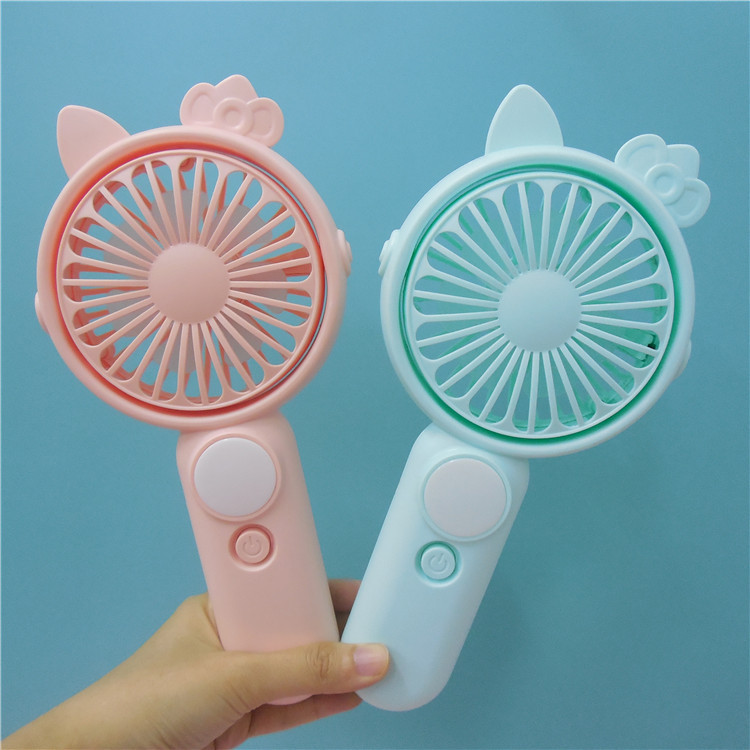 Mini cartoon cat fan with LED night light, desktop phone stand, two-speed wind outdoor portable fan Specification drawing