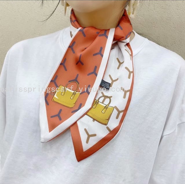 Spring New Korean version satin bag style 10*90 pointed corner scarf, headband, bag and towel in stock