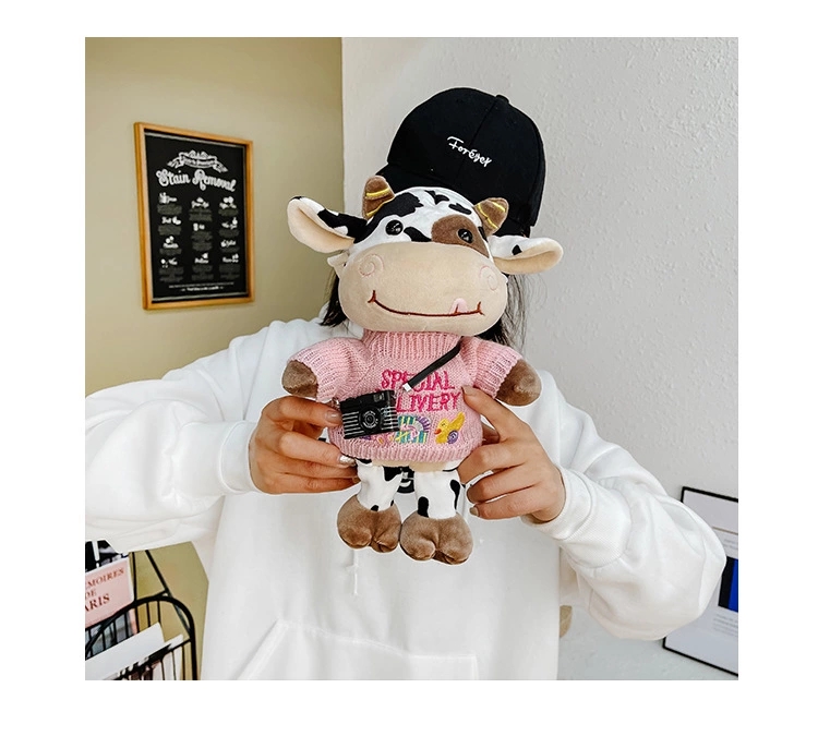New 2022 Plush and cute cow figurine crossbody bag for female students, Korean version children's doll small bag wholesale Specification drawing