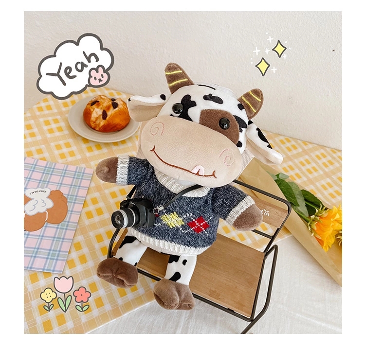 New 2022 Plush and cute cow figurine crossbody bag for female students, Korean version children's doll small bag wholesale Item Picture