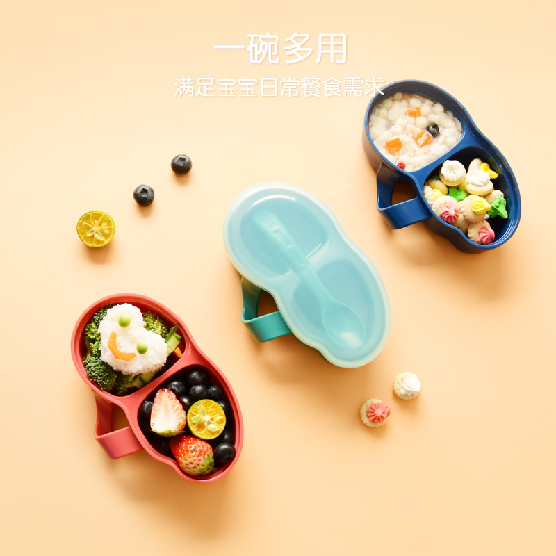 宝宝学吃饭便携辅食碗外出婴儿餐盘果泥研磨碗辅食勺喂养餐具套装