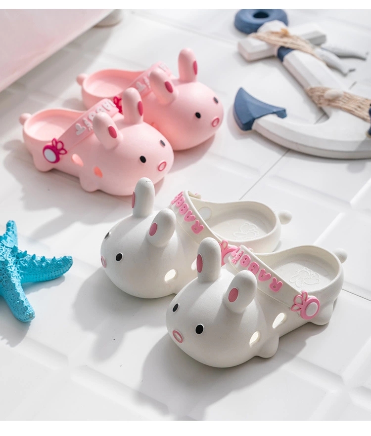 2022 New Cartoon White rabbit headwear slippers for girls, primary school students, parent-child slippers, anti-slip baby cool slippers Specification drawing