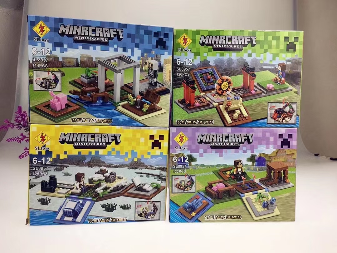 【 Special Offer 】 Brand new original Minecraft Rubik's Cube assembly building blocks in 4 colors mixed for export supply full figure