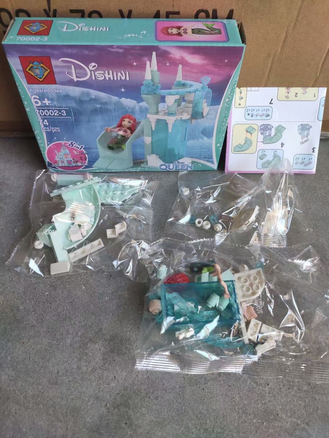 【 Special Offer 】 Brand new original Ice Learning Princess Castle block building blocks of 8 mixed sets are selling well at street stalls with foreign trade supplies Specification drawing