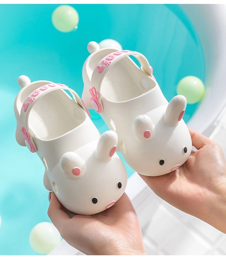 2022 New Cartoon White rabbit headwear slippers for girls, primary school students, parent-child slippers, anti-slip baby cool slippers Item Picture