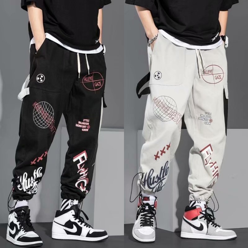 Trendy men's cargo pants, Japanese style, versatile multi-pocket cargo pants for teenagers, tight-fitting pants, trendy casual pants, men's pants