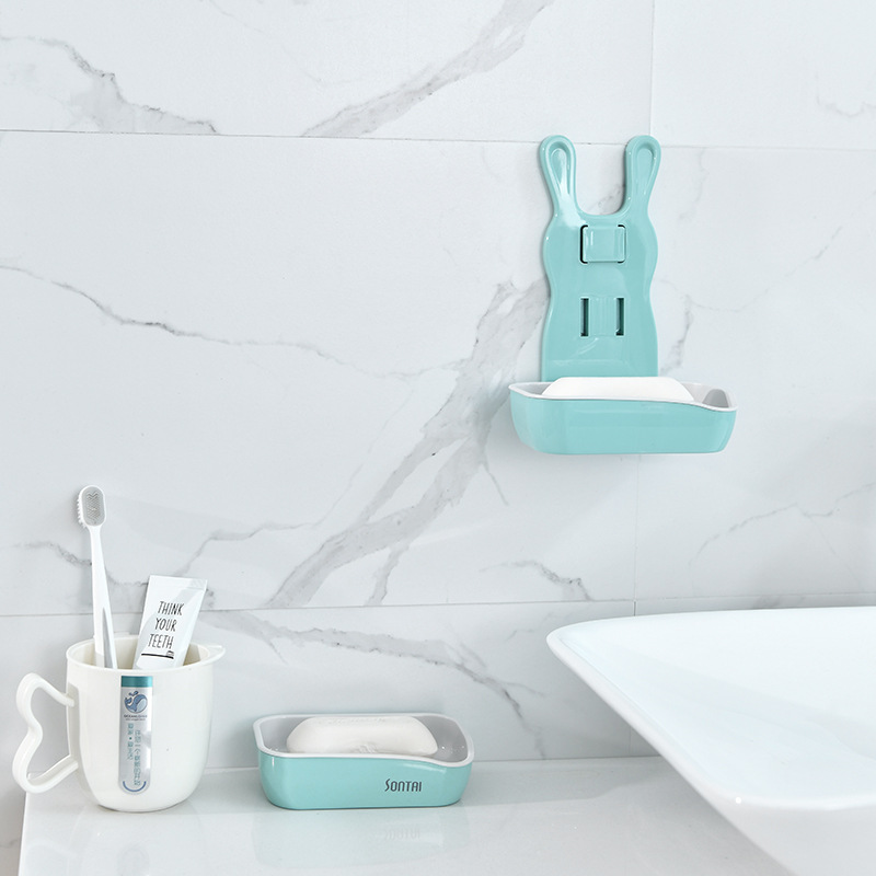 The fashionable and creative "Little White Rabbit" double-layer soap box is simple and convenient. It doesn't require drilling and leaves no marks. It can be used as a home bathroom soap box Specification image
