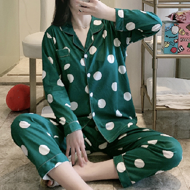 Spring new women's pajamas, cardigans, long-sleeved shirts, long pants, milk silk cartoon cute home wear, Thailand export wholesale Specification image