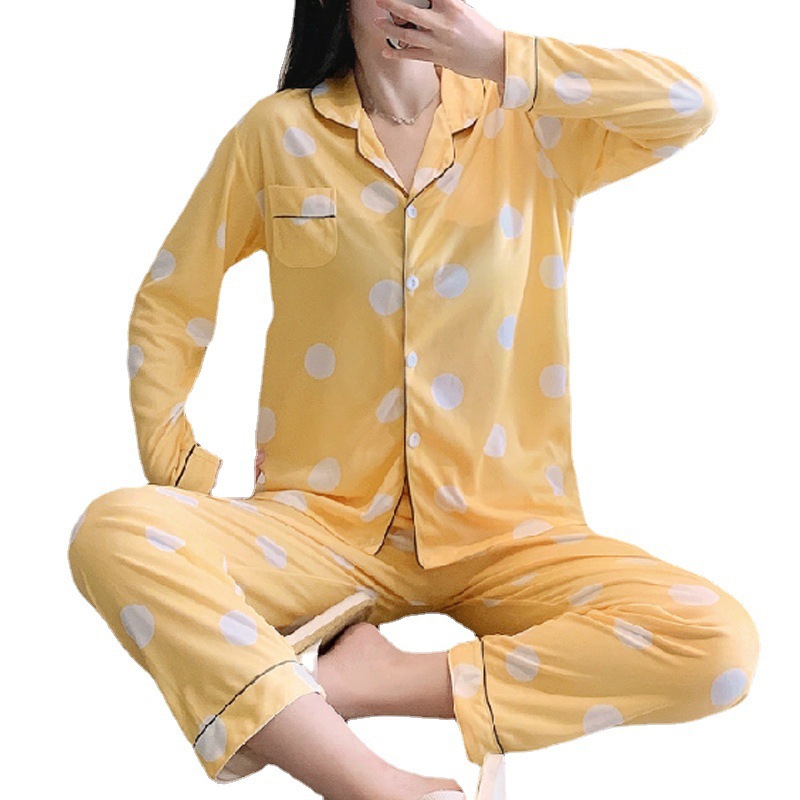 Spring new women's pajamas, cardigans, long-sleeved shirts, long pants, milk silk cartoon cute home wear, Thailand export wholesale Item Picture