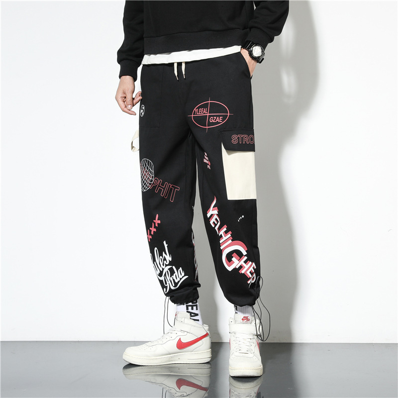 Trendy men's cargo pants, Japanese style, versatile multi-pocket cargo pants for teenagers, tight-fitting pants, trendy casual pants, men's pants details Picture