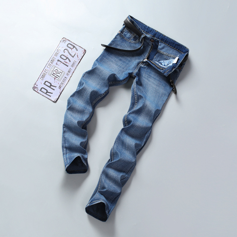Four-season jeans, men's slim-fit straight jeans, men's Korean-style large-sized stretch pants, trendy spring style Specification image