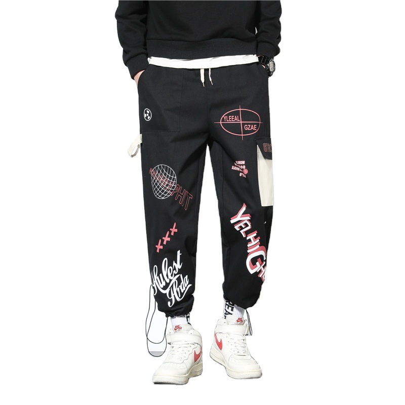 Trendy men's cargo pants, Japanese style, versatile multi-pocket cargo pants for teenagers, tight-fitting pants, trendy casual pants, men's pants Item Picture