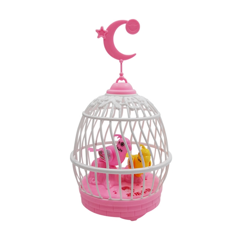 New simulation voice-controlled birdcage, electric sensing light, mini birdcage, creative dual-bird street stall night market supply Item Picture