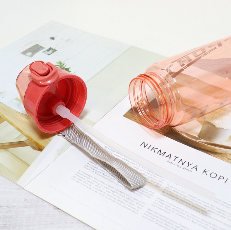 弹跳按钮水杯 创意环保随行杯 学生夏天吸管杯子定制 厂家供应详情图5