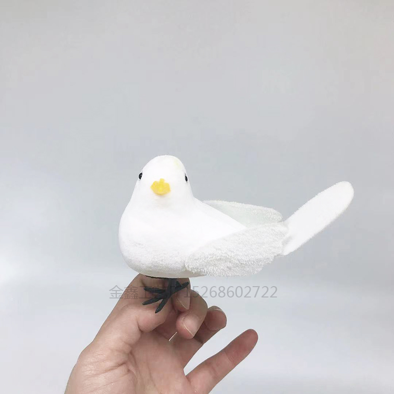 泡沫白鸽和平鸽带铁丝爪复活节婚庆装饰品圣诞配件婚庆拍摄道具白底实物图