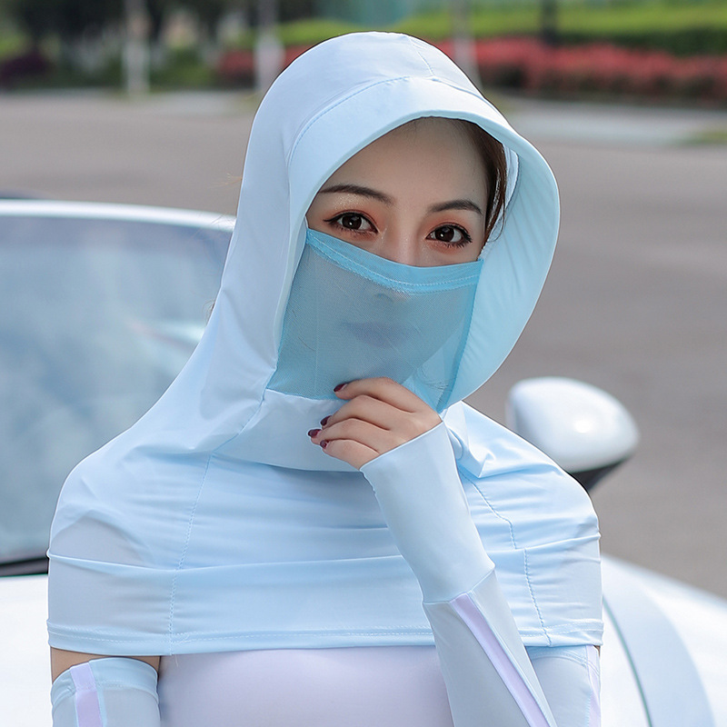 Sun-drying hat, cycling face mask hat for women, summer Korean style, trendy and versatile, anti-mask face mask, sun hat with a large brim and UV protection Application Scenario