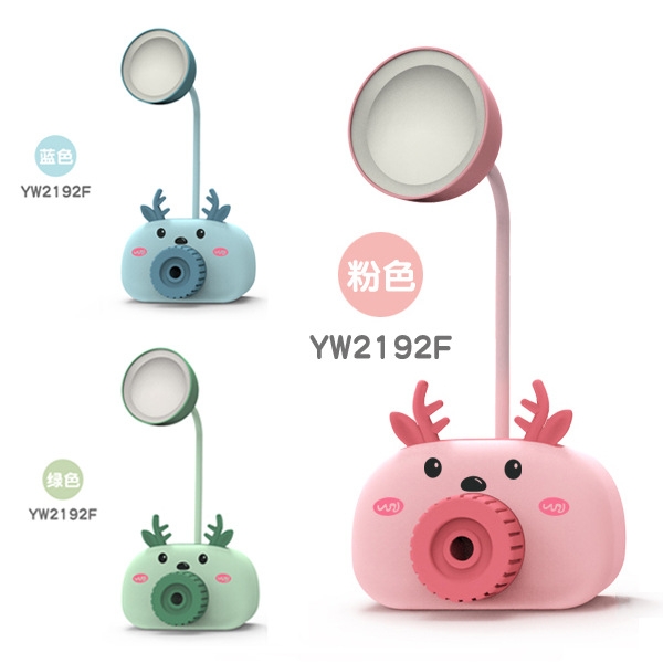 Creative gifts: Cartoon piglet pen holder, pencil sharpener, mini desk lamp, USB rechargeable LED lamp, children and students' eye-protecting lamp, Pf Specification drawing
