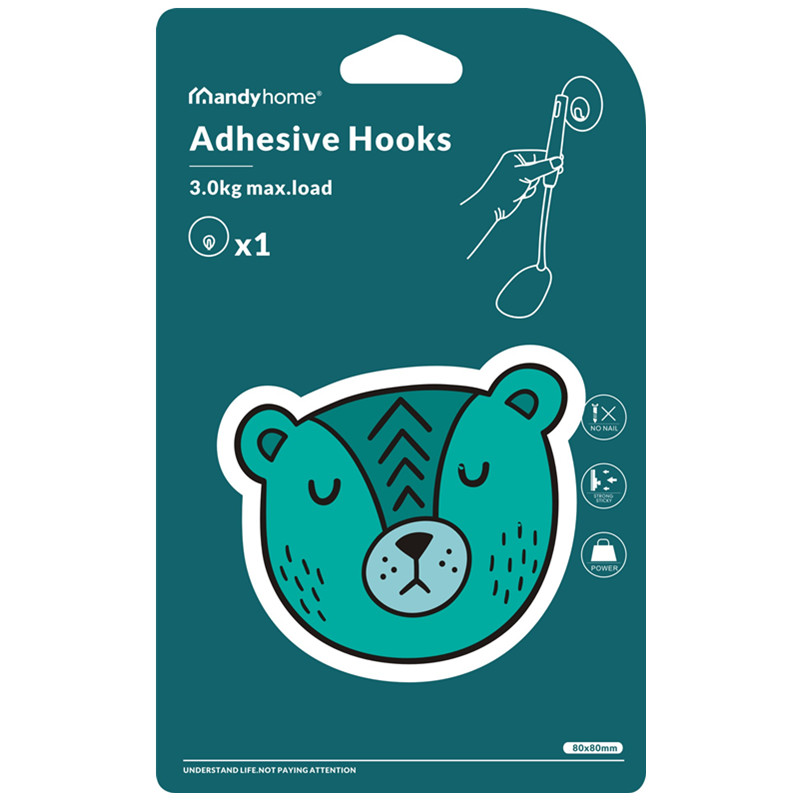 [Manti Home] Bear traceless hook Bathroom kitchen hook sticky hook strong bearing free punching