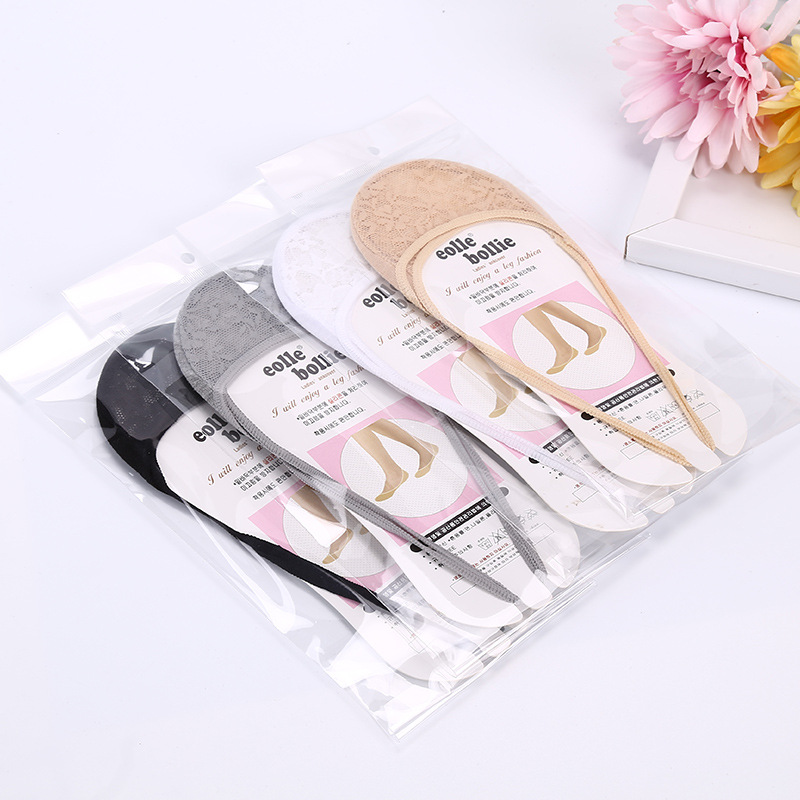 Direct sales of half-foot lace cotton sole halter socks from the manufacturer. Korean no-heel lace stockings, breathable half-foot invisible socks Item Picture