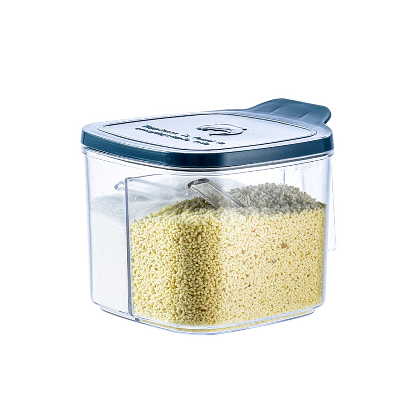 35823 Room Seasoning Box 2-compartment integrated Nordic household creative sugar, salt, monosodium glutamate seasoning storage box with lid seasoning box Item Picture