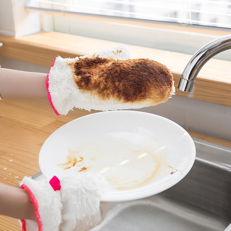 Bamboo Fiber Dishwashing Gloves Household Oil-Free Dishwashing Utensils Kitchen Clean Oil-Proof Waterproof Gloves Single Price details Picture