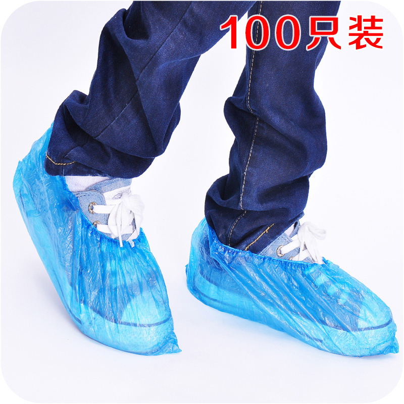 Disposable thickened PE plastic shoe cover dustproof and waterproof shoe cover 100 household waterproof shoe cover