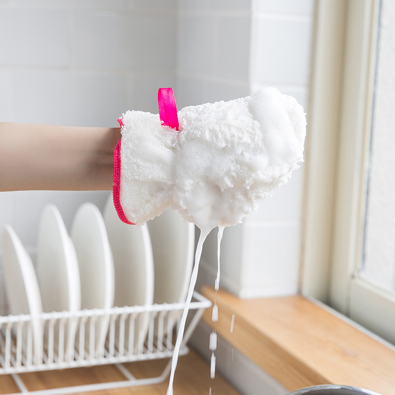 Bamboo Fiber Dishwashing Gloves Household Oil-Free Dishwashing Utensils Kitchen Clean Oil-Proof Waterproof Gloves Single Price Specification drawing