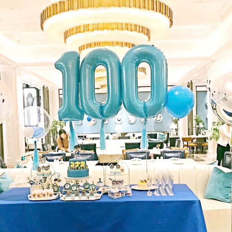 40-inch large blue and pink digital heart-shaped aluminum film balloon baby 100 days old Children's 10th birthday party decoration 1