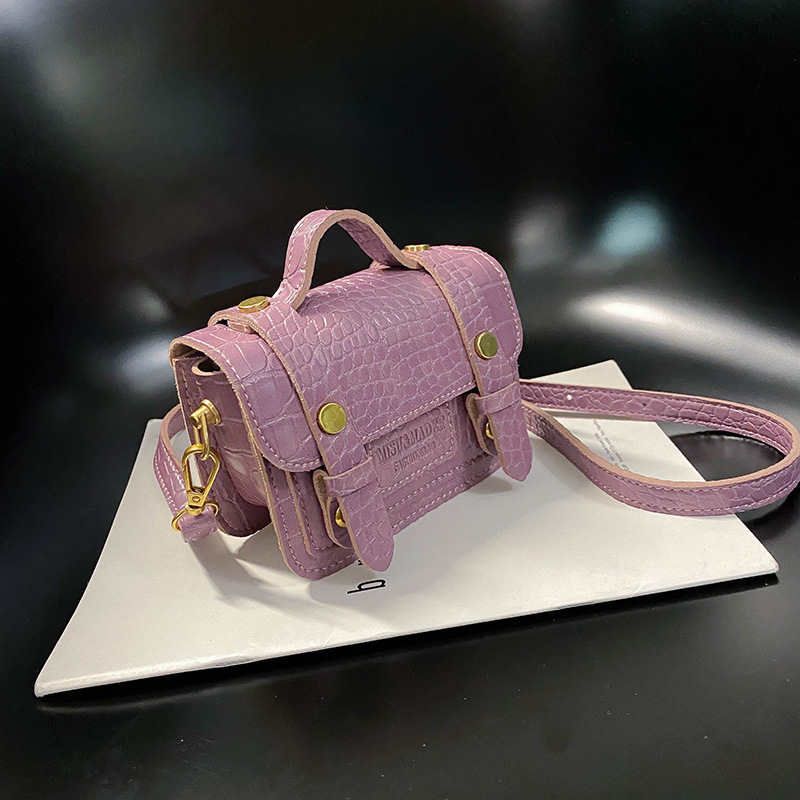 Mini 2021 Summer New style fashionable stone-patterned small square bag, double belt lock pu women's bag, single-shoulder crossbody bag