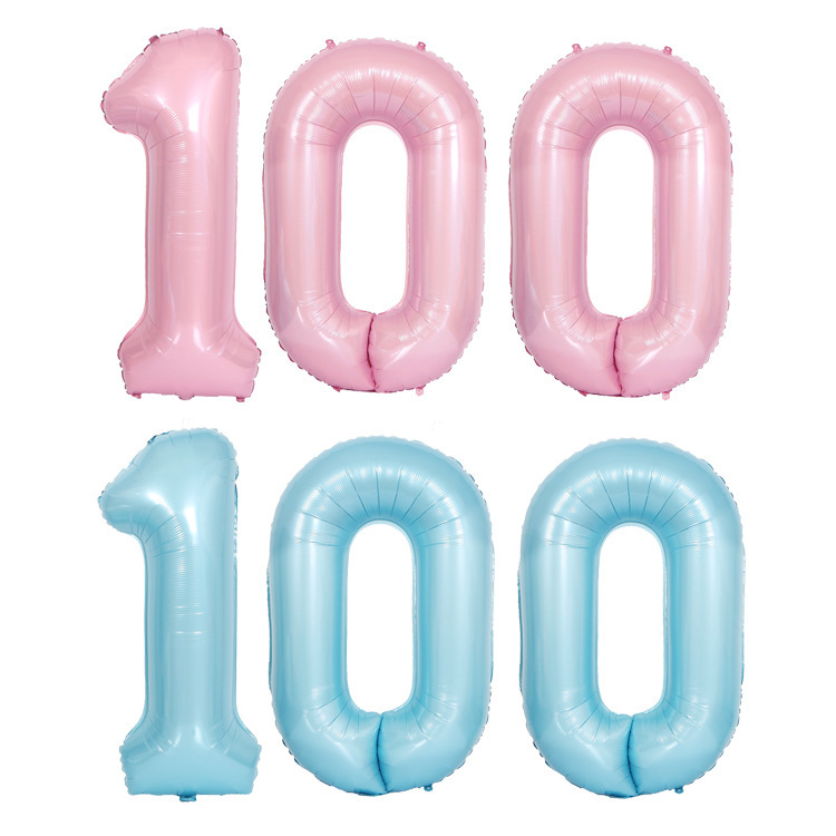 40-inch large blue and pink digital heart-shaped aluminum film balloon baby 100 days old Children's 10th birthday party decoration 1 Specification image