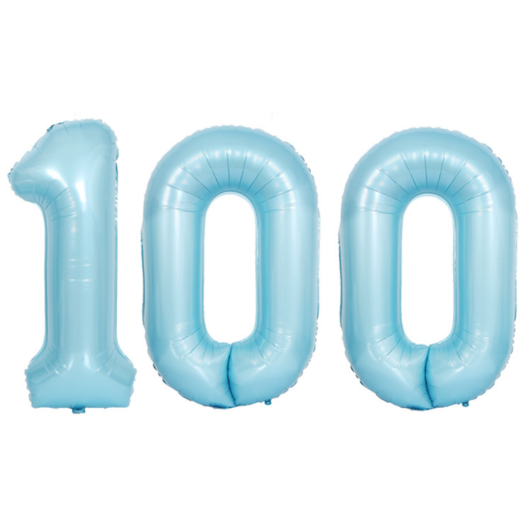 40-inch large blue and pink digital heart-shaped aluminum film balloon baby 100 days old Children's 10th birthday party decoration 1 Item Picture