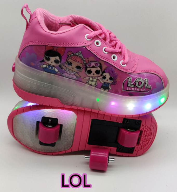 The skates have two wheels with lights