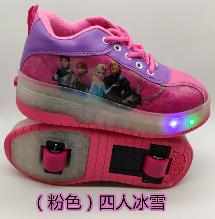 The skates have two wheels with lights Specification image
