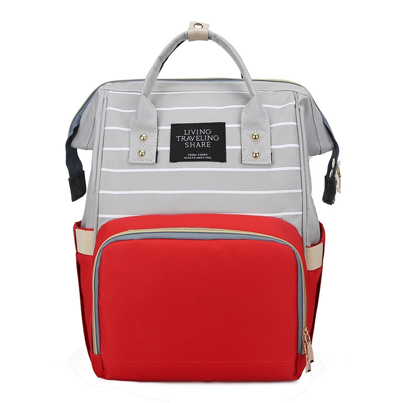 New trendy striped mom bag, multi-functional large-capacity portable mom backpack, factory direct sales details Picture