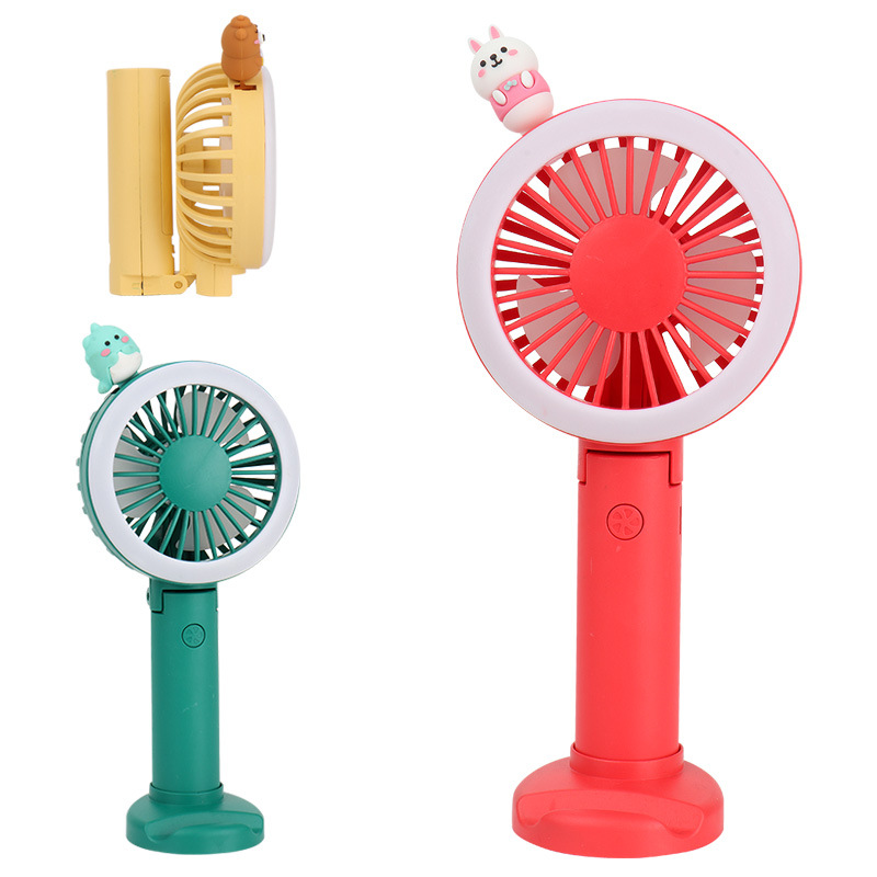2022 New Creativity Student Outdoor Handheld usb Mini Fan with Light, Cartoon Cute Girls' Desktop Mini Fan Item Picture