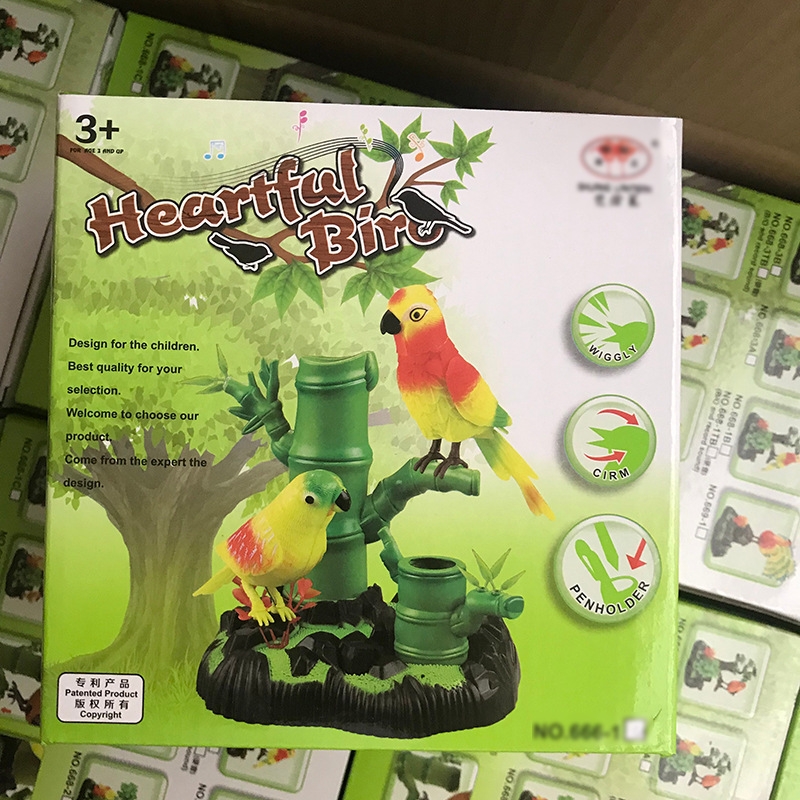 Factory direct sales creative artificial mountain electric parrot Double bird children's sensing toy simulation can chirp and move voice-controlled little bird details Picture