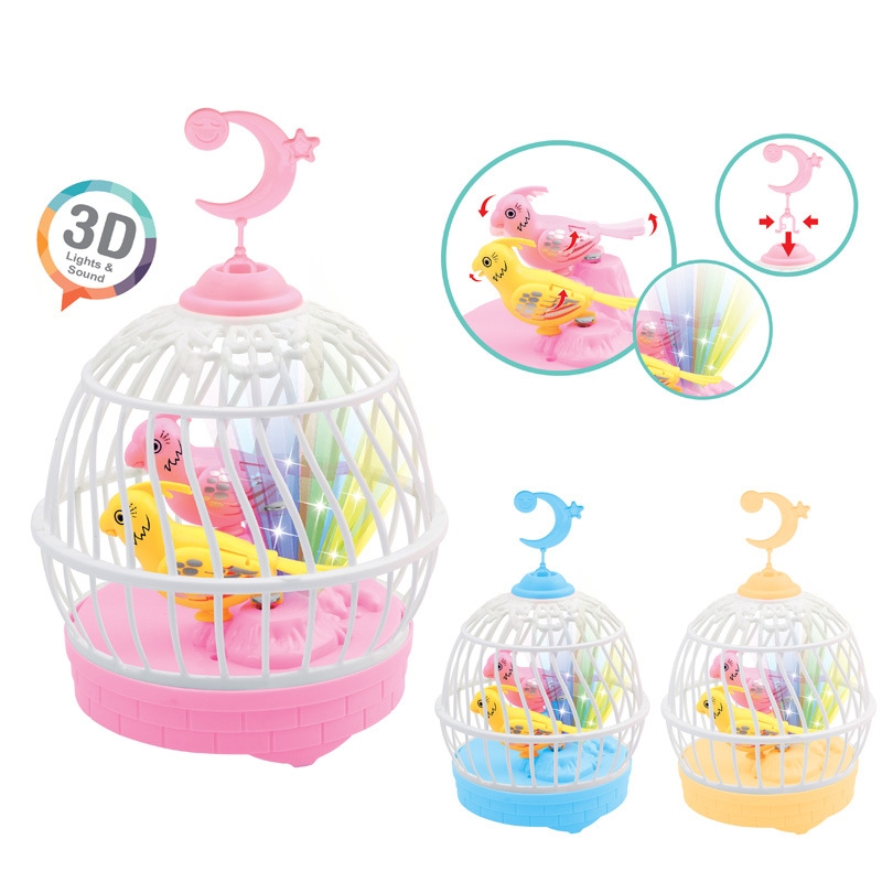 Scenic spot temple fair gifts, voice-controlled mini birdcages, sensor street stall toys, voice-controlled simulation birdcages with lights full figure
