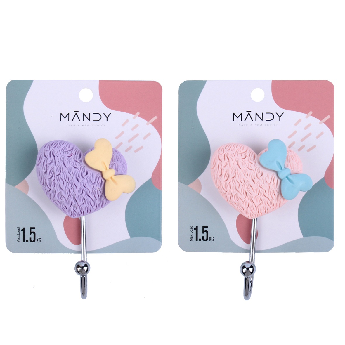 [Mandi Home] Love suction hook Bathroom kitchen hook sticky hook strong bearing free punching full figure