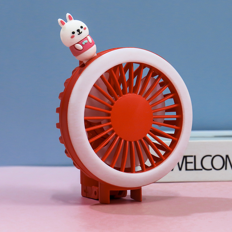 2022 Korean version simple cartoon animal phone stand Desktop fan Outdoor handheld USB charging small fan Specification drawing
